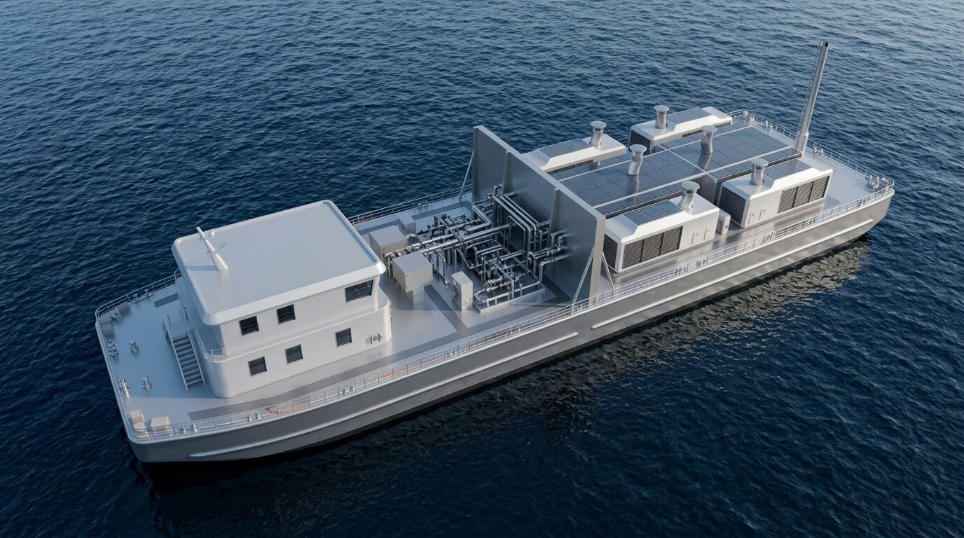 Concept overhead rendering of the moored barge